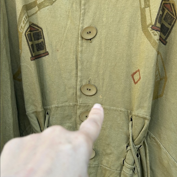 Vintage 90’s BLUE FISH Organic Cotton Hand Painted Button-Up Boho Jacket - Picture 6 of 15